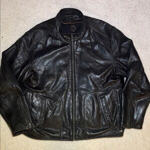 Wilson’s Leather Full Zip Aged Black Biker Jacket XL